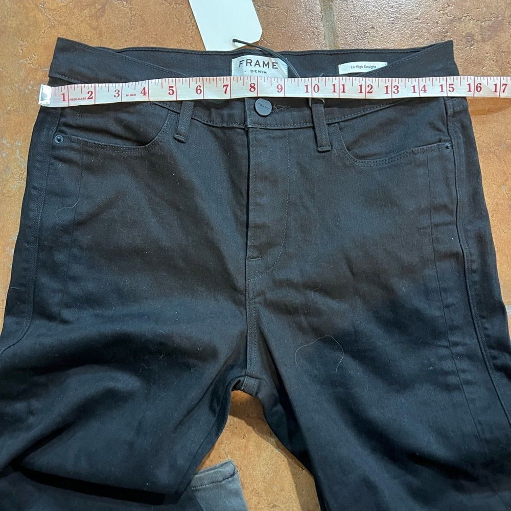 NWT FRAME High Rise Straight Ankle Colorblock Contrast Hem in Washed Black S 30 - Picture 4 of 8